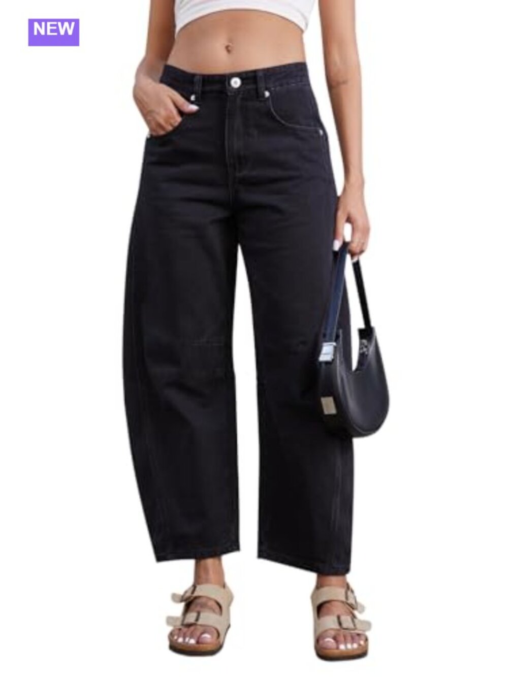 Mid Rise Stretchy Baggy Wide Leg Ankle Denim Jeans